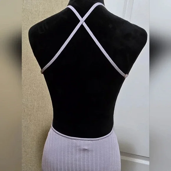 Sexy Ribbed Halter Neck Criss-Cross Back Midi Dress #434-436 - Picture 9 of 11